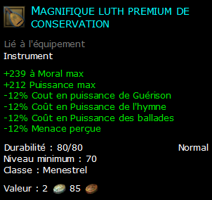 Magnifique luth premium de conservation