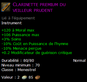 Clarinette premium du veilleur prudent