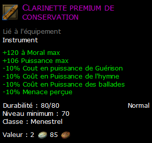 Clarinette premium de conservation