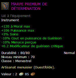 Harpe premium de détermination