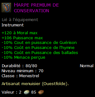 Harpe premium de conservation