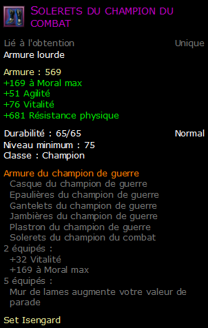 Solerets du champion du combat