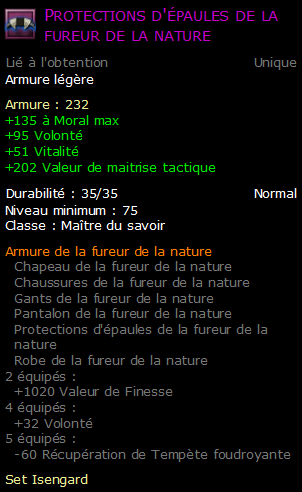 Protections d'épaules de la fureur de la nature