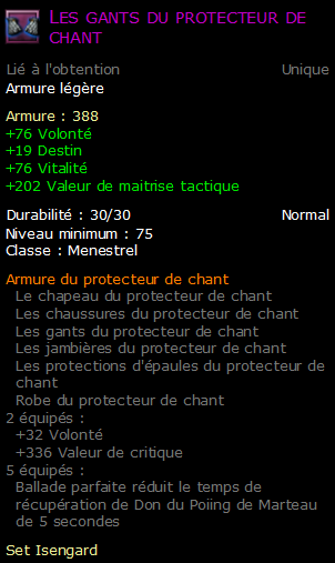 Les gants du protecteur de chant