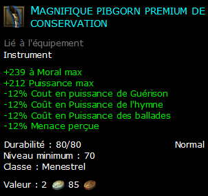 Magnifique pibgorn premium de conservation