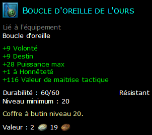 Boucle d'oreille de l'ours