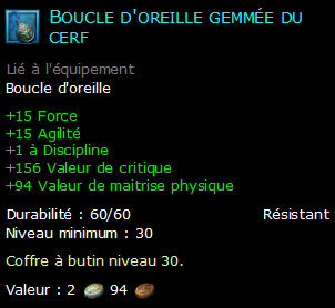 Boucle d'oreille gemmée du cerf