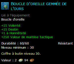 Boucle d'oreille gemmée de l'ours