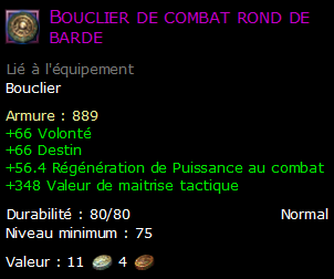 Bouclier de combat rond de barde