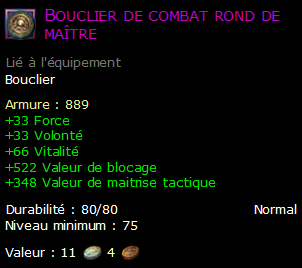 Bouclier de combat rond de maître