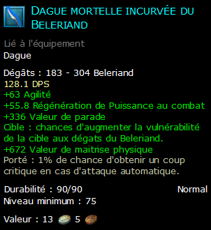 Dague mortelle incurvée du Beleriand