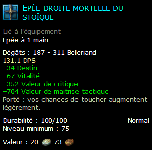 Epée droite mortelle du stoïque