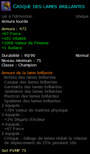 Casque des lames brillantes