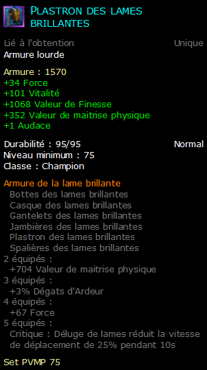 Plastron des lames brillantes