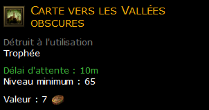 Carte vers les Vallées obscures