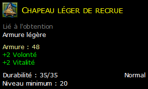 Chapeau léger de recrue