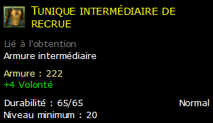 Tunique intermédiaire de recrue
