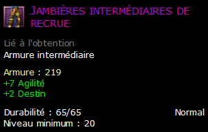 Jambières intermédiaires de recrue