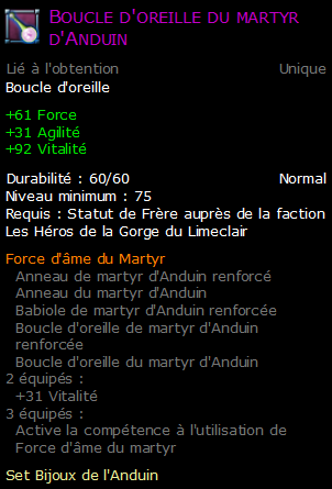 Boucle d'oreille du martyr d'Anduin