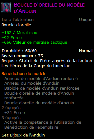 Boucle d'oreille du modèle d'Anduin