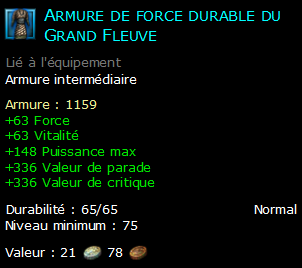 Armure de force durable du Grand Fleuve