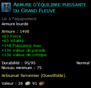 Armure d'équilibre puissante du Grand Fleuve