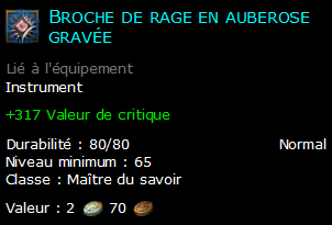 Broche de rage en auberose gravée