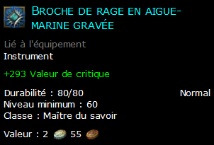 Broche de rage en aigue-marine gravée