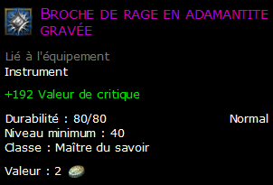 Broche de rage en adamantite gravée