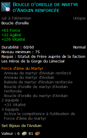 Boucle d'oreille de martyr d'Anduin renforcée