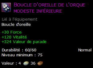 Boucle d'oreille de l'orque modeste inférieure