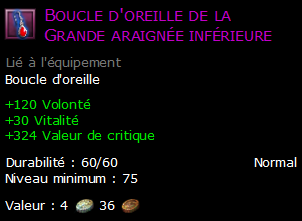 Boucle d'oreille de la Grande araignée inférieure