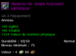 Anneau de venin puissant inférieur