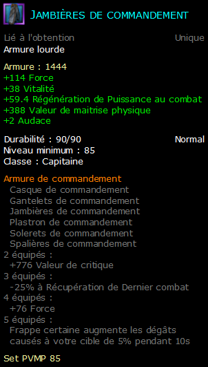 Jambières de commandement