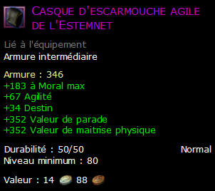 Casque d'escarmouche agile de l'Estemnet