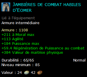 Jambières de combat habiles d'Eomer