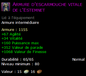 Armure d'escarmouche vitale de l'Estemnet