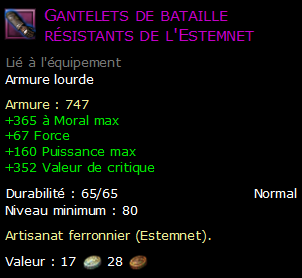 Gantelets de bataille résistants de l'Estemnet