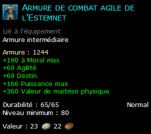 Armure de combat agile de l'Estemnet