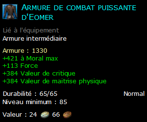 Armure de combat puissante d'Eomer