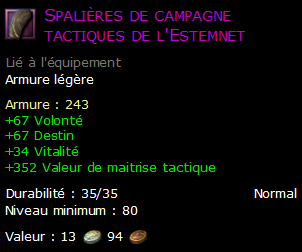 Spalières de campagne tactiques de l'Estemnet