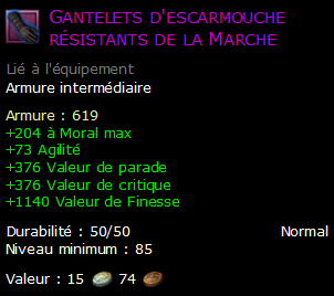 Gantelets d'escarmouche résistants de la Marche