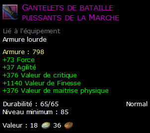 Gantelets de bataille puissants de la Marche