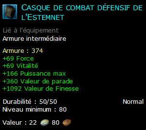 Casque de combat défensif de l'Estemnet