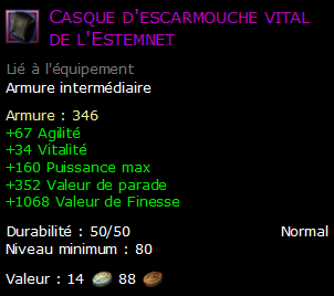 Casque d'escarmouche vital de l'Estemnet