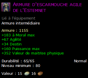 Armure d'escarmouche agile de l'Estemnet