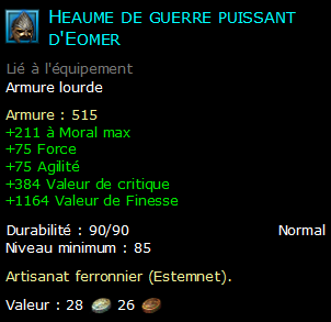 Heaume de guerre puissant d'Eomer