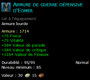 Armure de guerre défensive d'Eomer