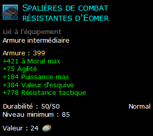 Spalières de combat résistantes d'Eomer