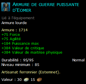 Armure de guerre puissante d'Eomer